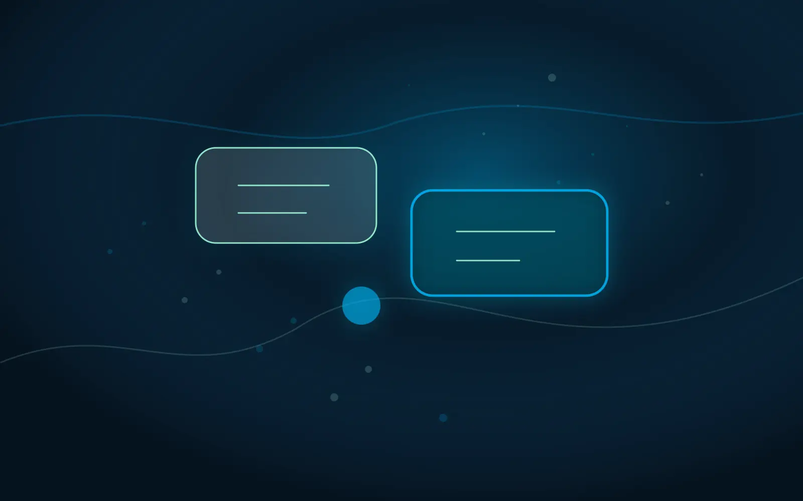 Abstract chat CRM interface with message flow and revenue path