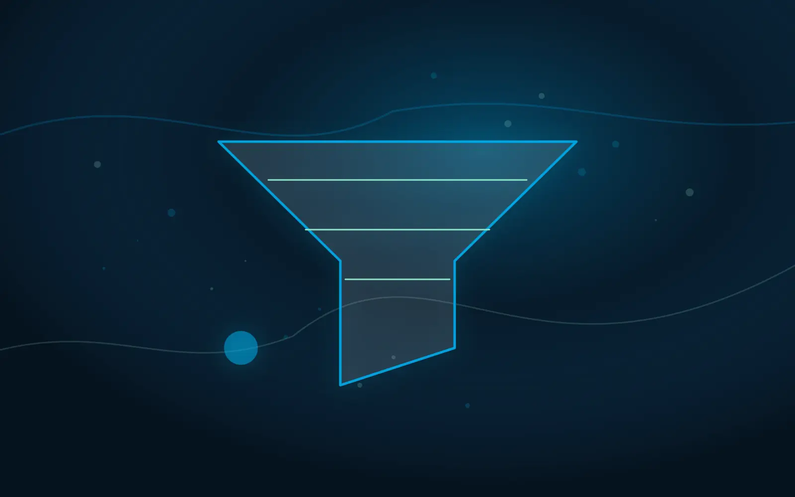 Abstract marketing funnel map connecting social traffic to paid-page conversion